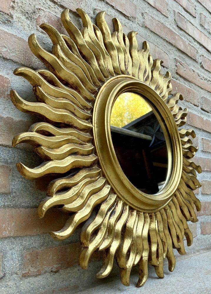 Mid Century French Sunburst Mirror In Gold, 1950s photo Home Decor