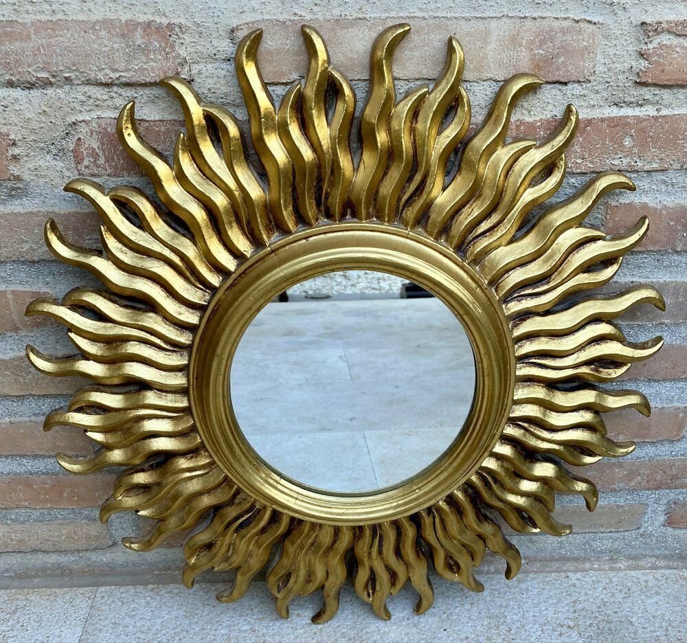 Mid Century French Sunburst Mirror In Gold, 1950s photo 1713.0