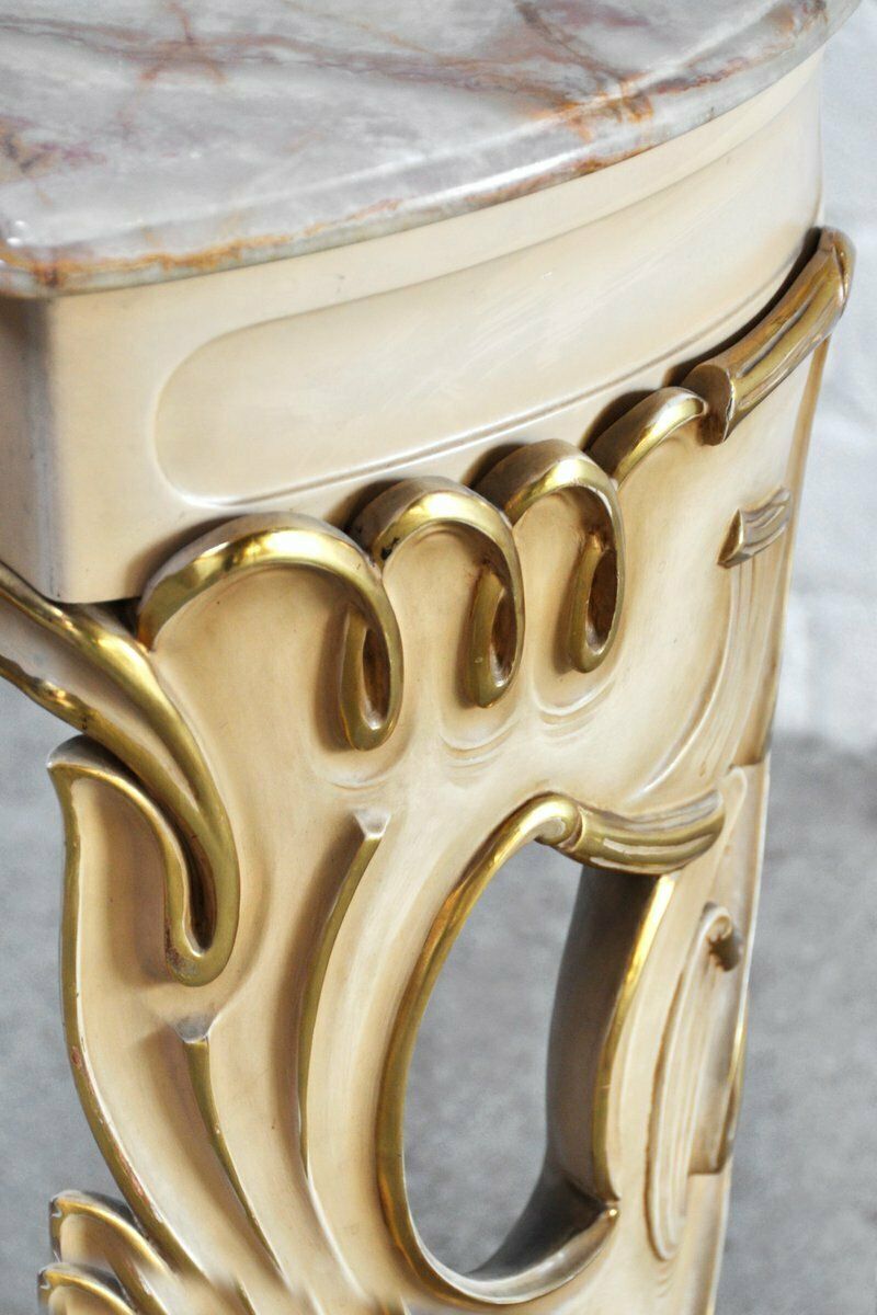 Italian Carved & Gilded Wood Console With Onyx Top, 1940s photo buy