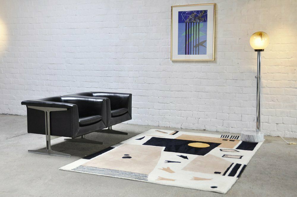 Vintage Handwoven Rug With Abstract Design, 1980s photo 973.0