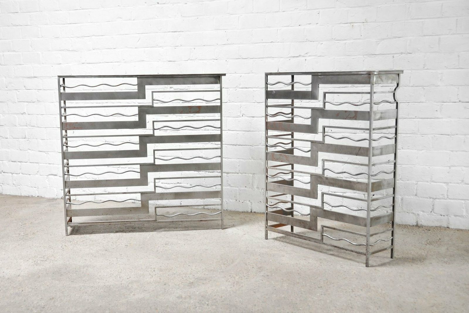 Vintage French Metal Geometric Console Tables, Set Of 2 photo Furniture