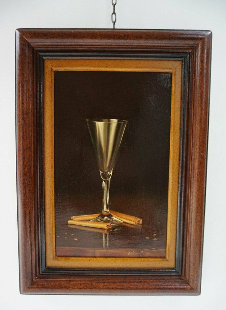 photo vintage Belgian Artist, Still Lifes, 1984, Oil On Canvas Paintings, Framed, Set Of 3