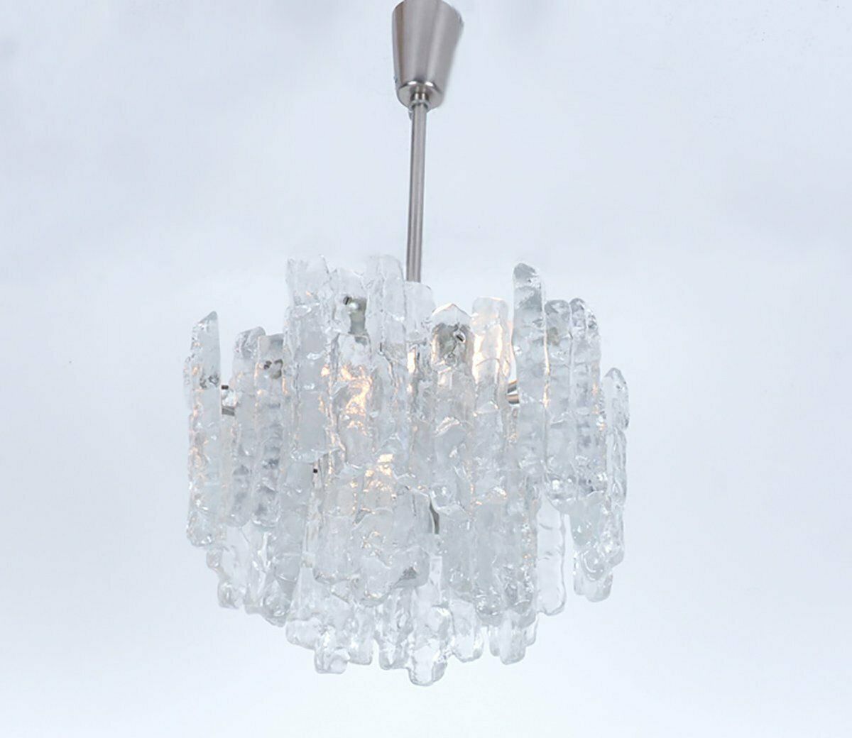 Ice Glass Chandelier By J. T. Kalmar For Kalmar Franken Kg, 1960s photo for sale