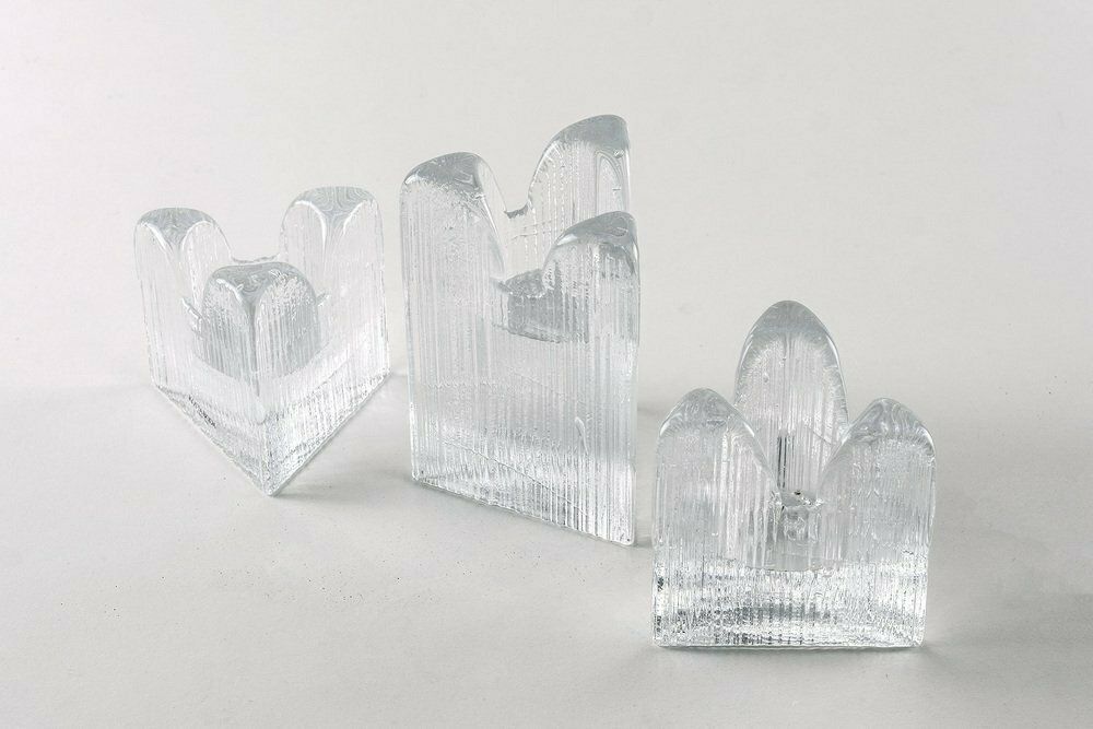 Glass Textured Ice Effect Candleholders From Kosta Boda, Sweden, Set Of 3 photo furniture