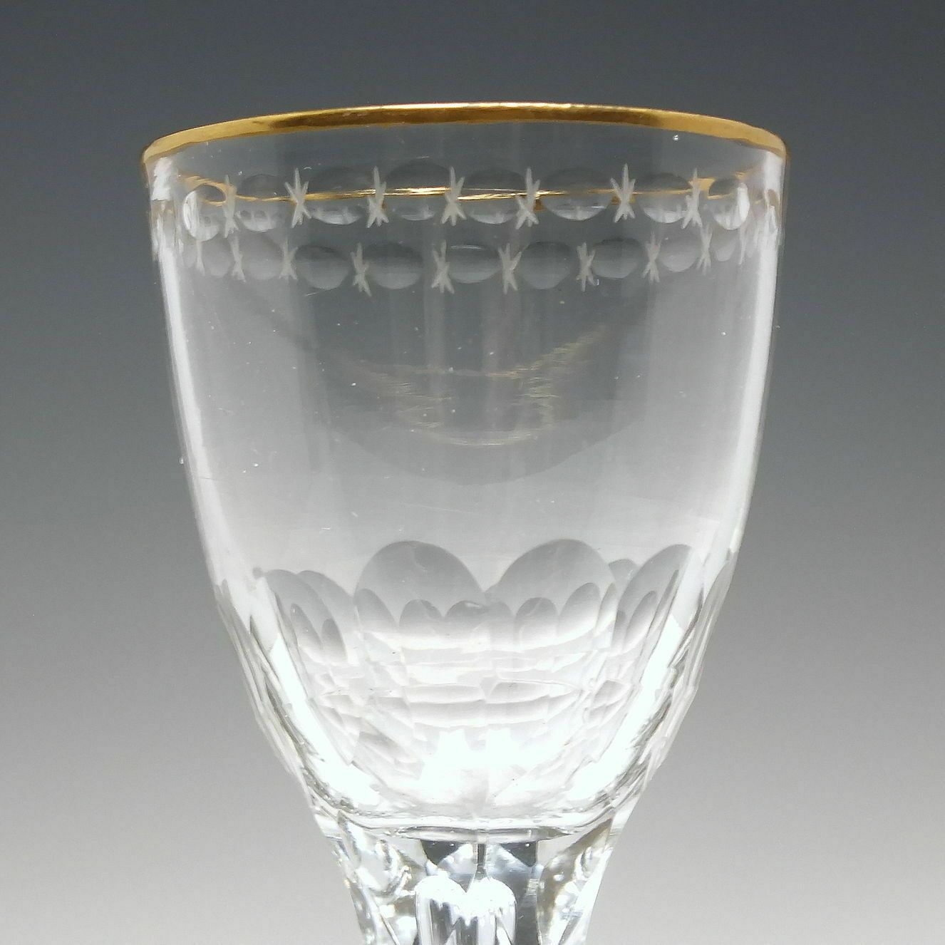 English 18th Century Facet Cut Wine Glass With Gilded Rim C1780 photo furniture