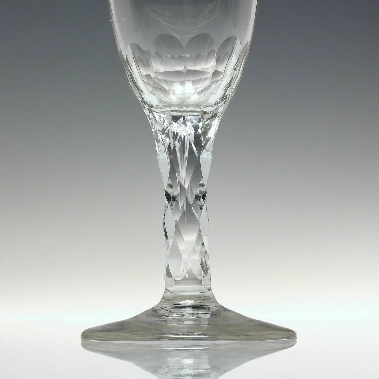 English 18th Century Facet Cut Wine Glass With Gilded Rim C1780 photo Home Decor