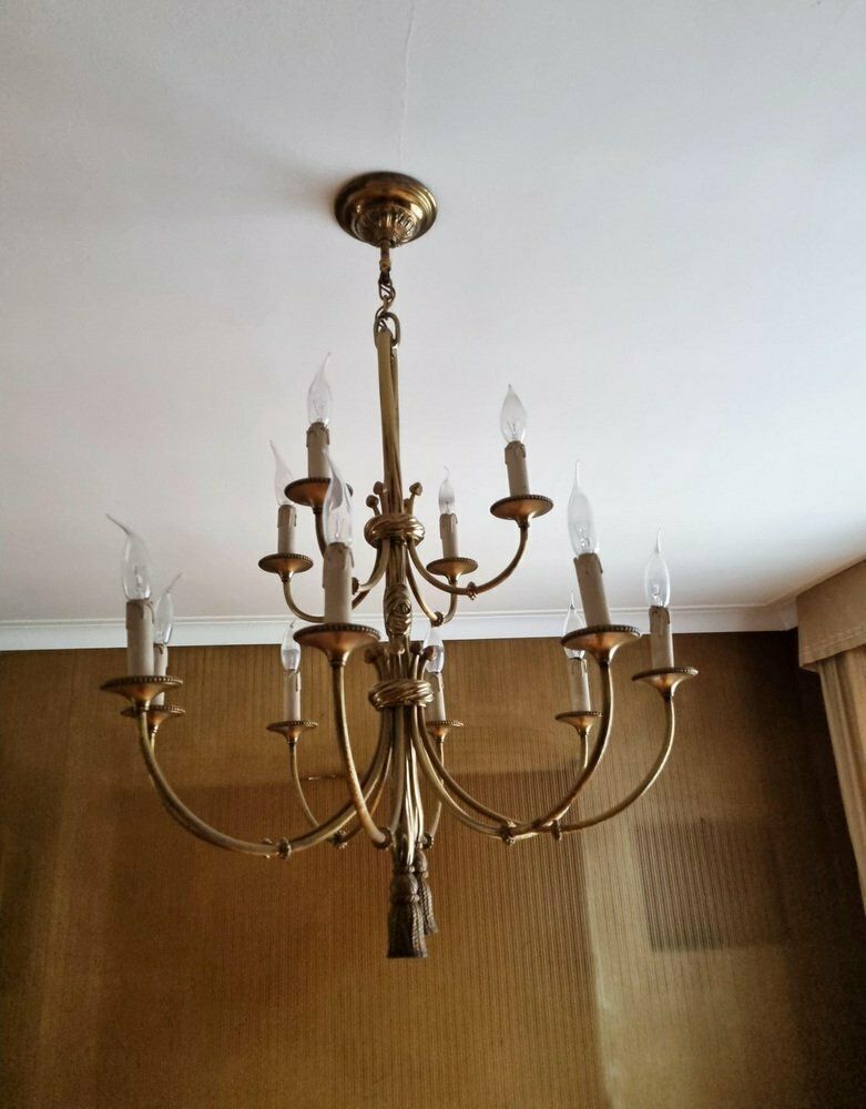 Louis XVI 12 Light Chandelier With Tassels In Gilt Bronze photo 3316.0
