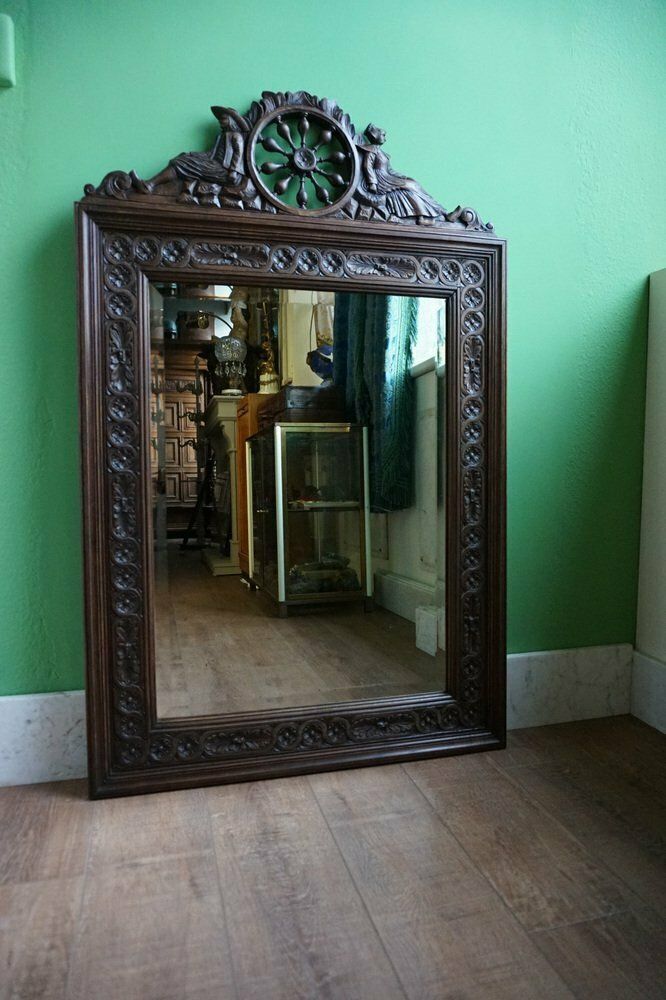Breton Wall Mirror In Carved Oak, France, 1900s photo buy