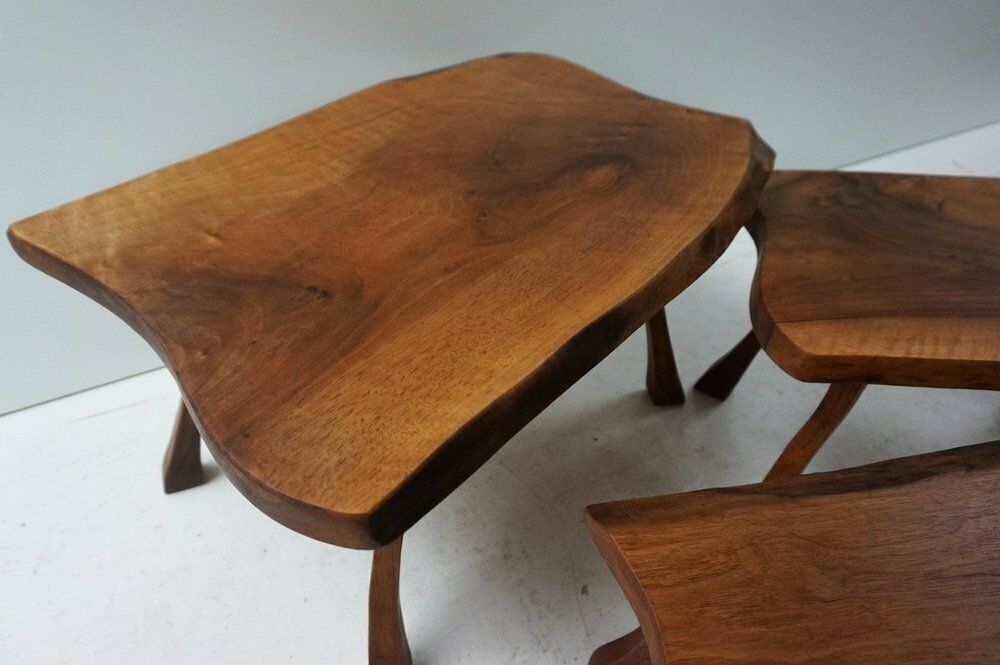 Brutalist Wabi Sabi Tree Trunk Nesting Tables, Holland, 1960s, Set Of 3 photo vinterior