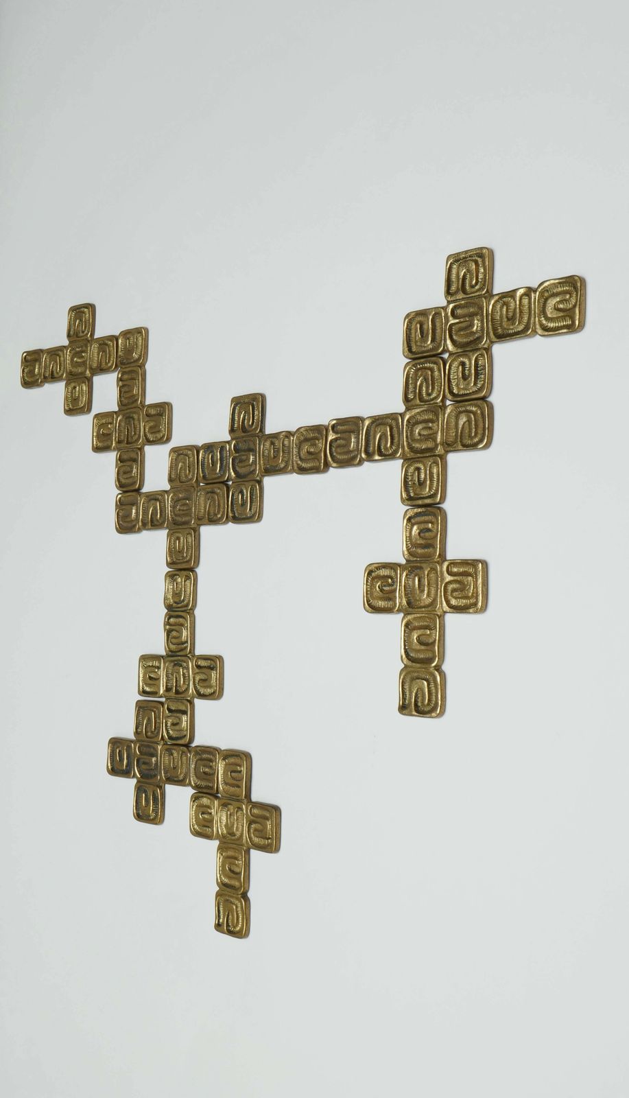 photo for sale Set Of 10 Wall Brass Sculptures By Luciano Frigerio Italy 1970s