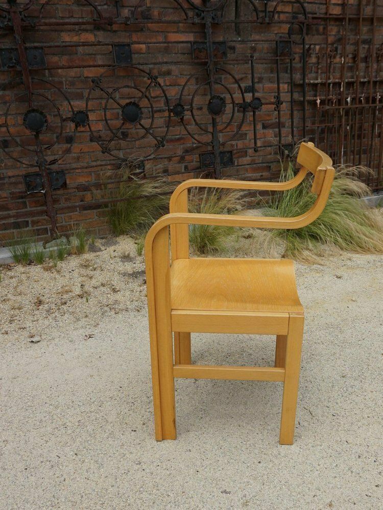 Dutch Plywood And Beech Armchair Attributed To Enraf Nonius For Delft, 1970s photo buy