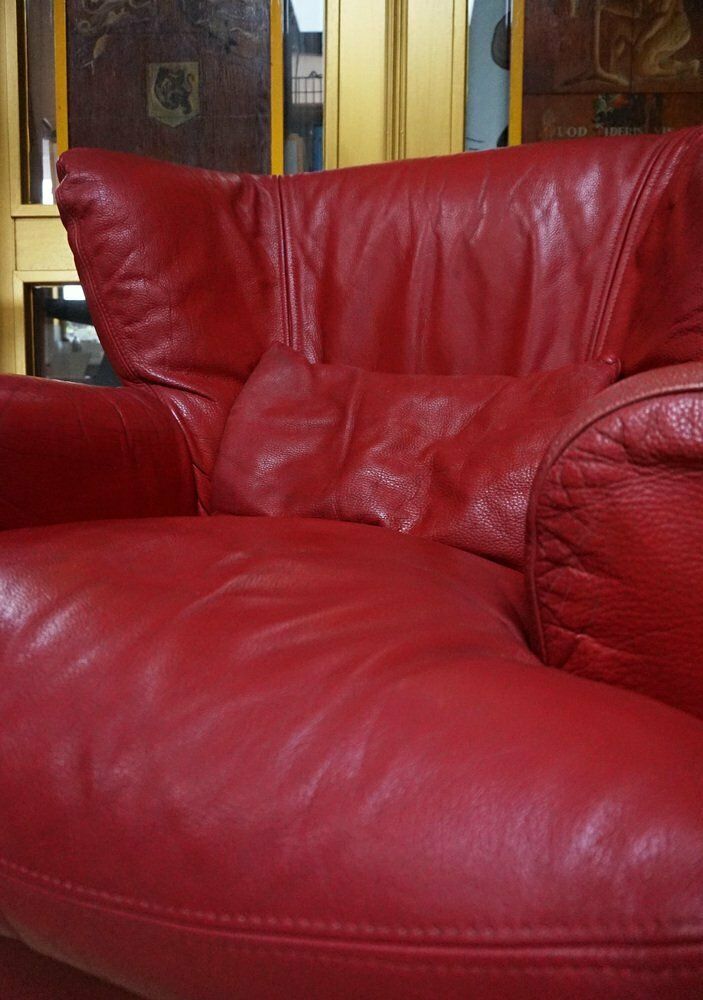 Large Red Leather Armchair By Calia Italia, 1990s photo 620.0