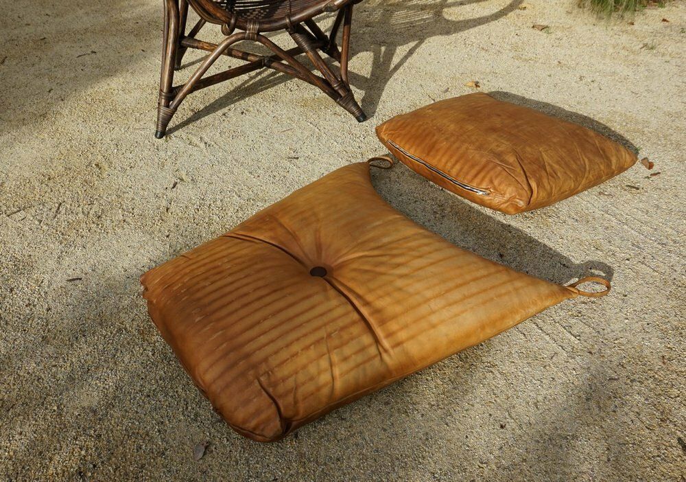 1249.0 Bamboo And Leather Sculptural Fan Back Lounge Chair, 1960s photo