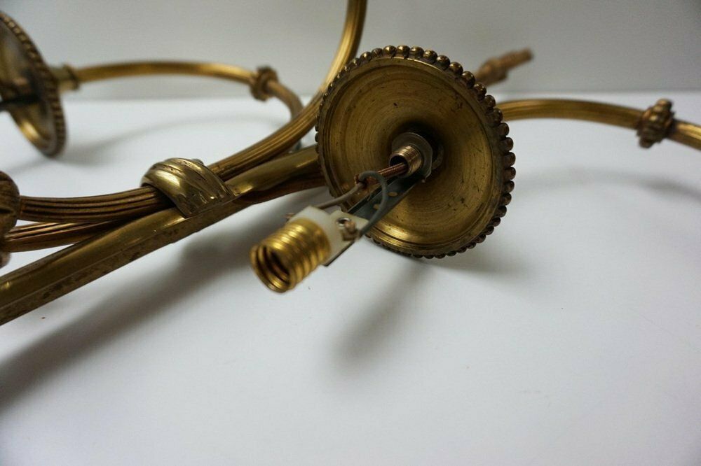 Large 19th Century French Gilt Bronze Knot, Tassel & Ribbon Wall Lights Sconces, Set Of 2 photo vintage