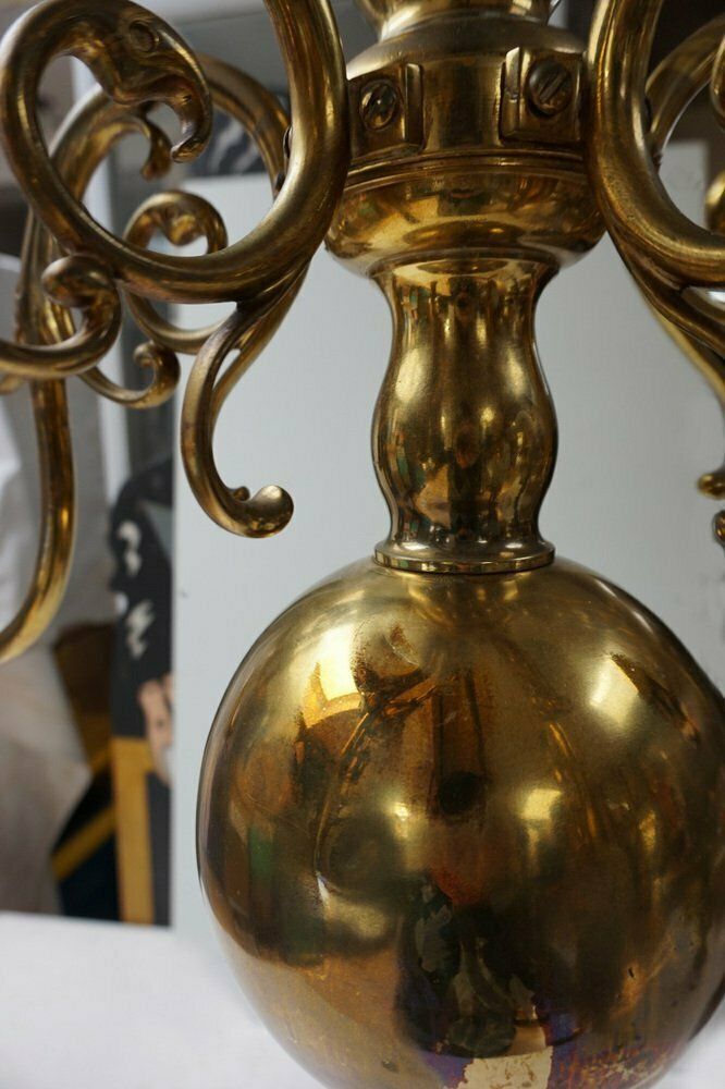 photo for sale Dutch Colonial Rembrandt 5 Light Bronze Chandelier, 1870s