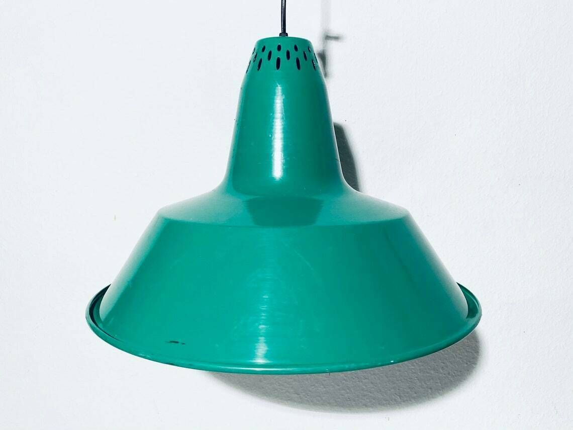 Emarald Green Enamel Industrial Hanging Lamp  Vintage Decor photo furniture