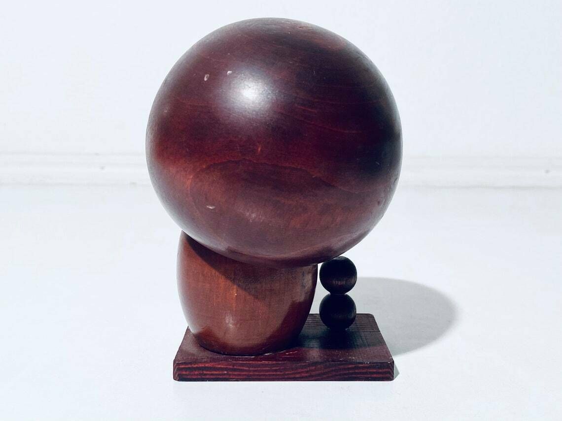 Large Satonoko Doll Young Girl  Vintage Traditional Japanese Kokeshi Wood Decor 1960s photo vinterior