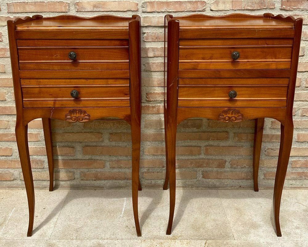 French Bedside Tables With Cabriole Legs, 1950s, Set Of 2 photo for sale