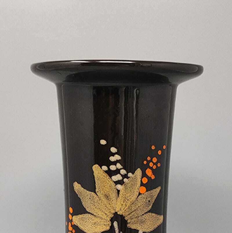 1970s Gorgeous Brown Vase Ceramic By Sic Hand Painted. Made In Italy photo 315.0
