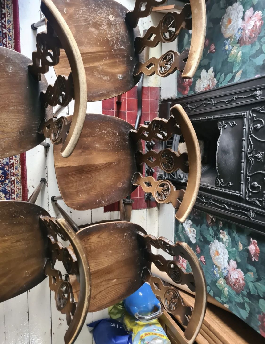 Five Ercol Fleur De Lys Dining Chairs, 375, Triple Fleur De Lys 1980/1981 photo vinterior