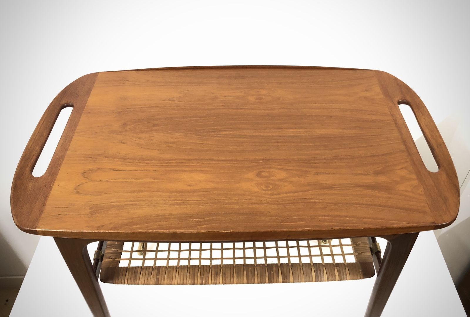 Scandinavian Teak & Afromosa Serving Tray On Castors By Johannes Andersen photo Furniture