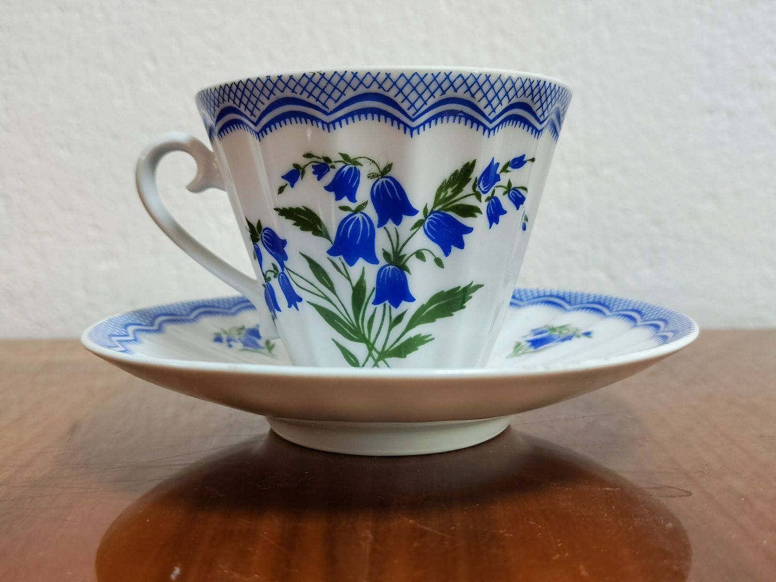 Set Of 6 Tea Cups With Saucers By Russian Imperial Porcelain Lomonosov // Lomonosov Porcelain With Bluebells // Made In Ussr In 1960s photo Home Decor
