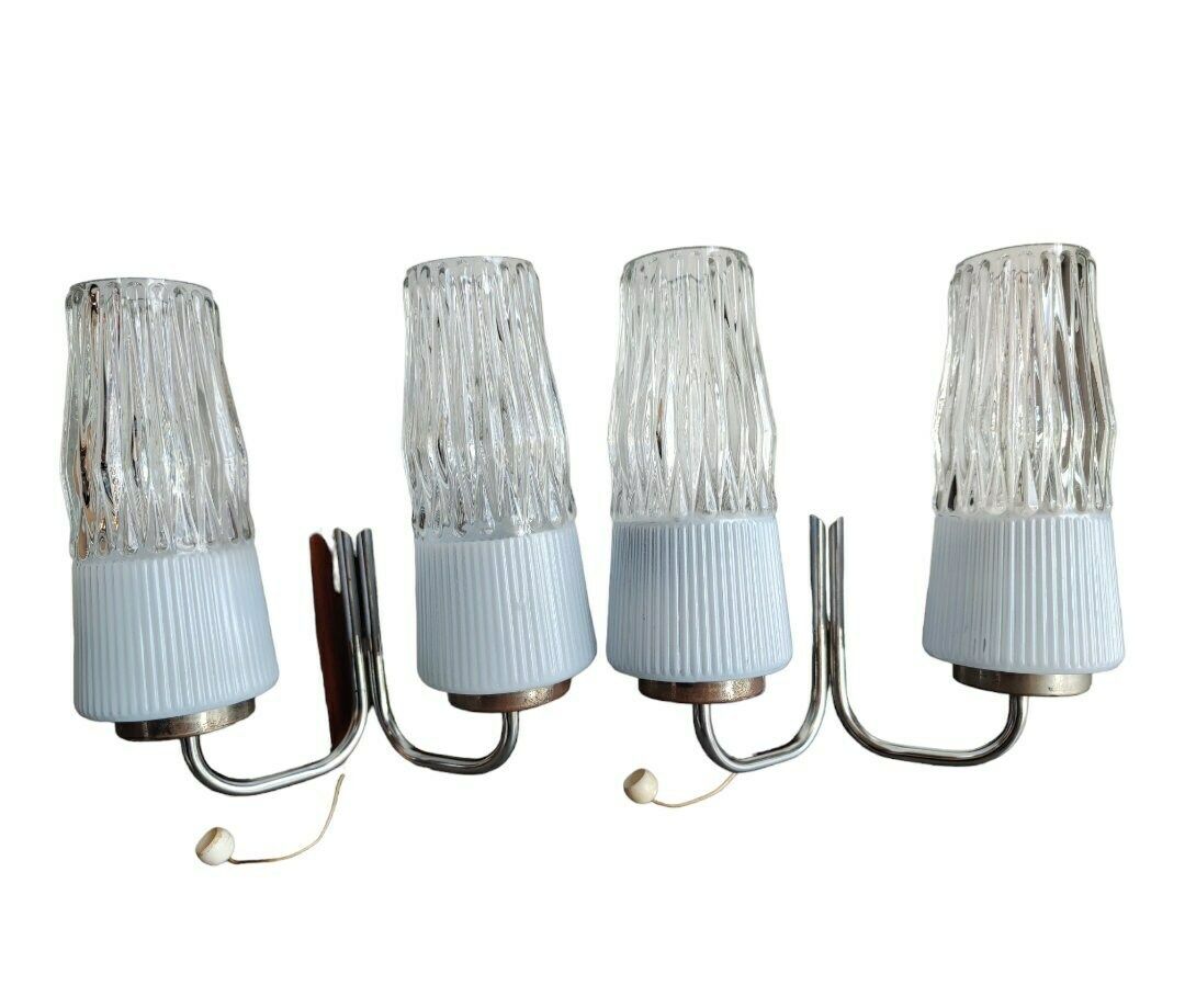 Pair Of Mid Century Sconces By Richard Essig Done In Mahogany, Chrome And Crystal // Made In West Germany In 1960s