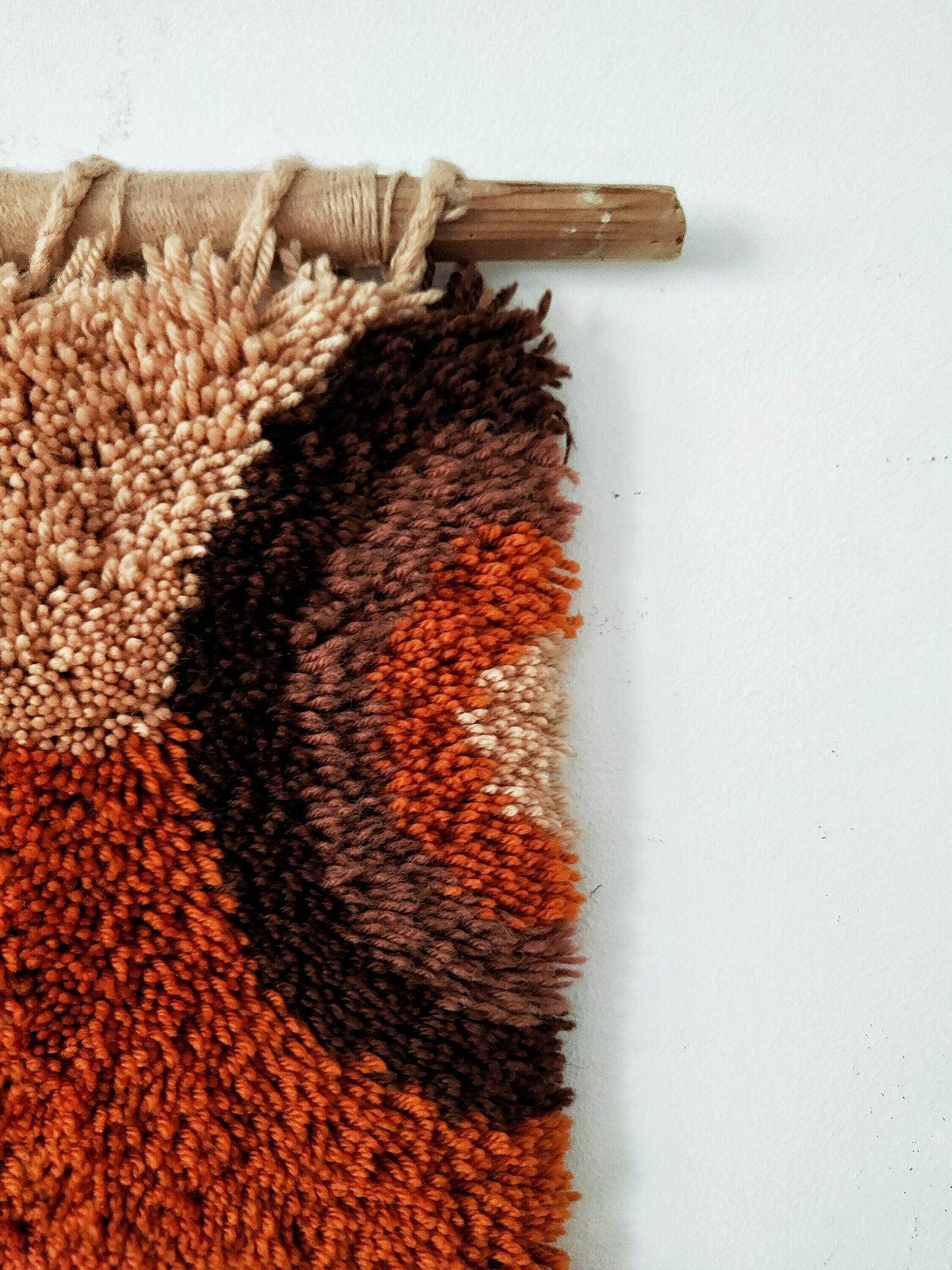 Vintage Latch Hook Wall Hanging // Vibrant Mid Century Modern Rya Wall Tapestry // Made In West Germany In 1960s photo 445.0