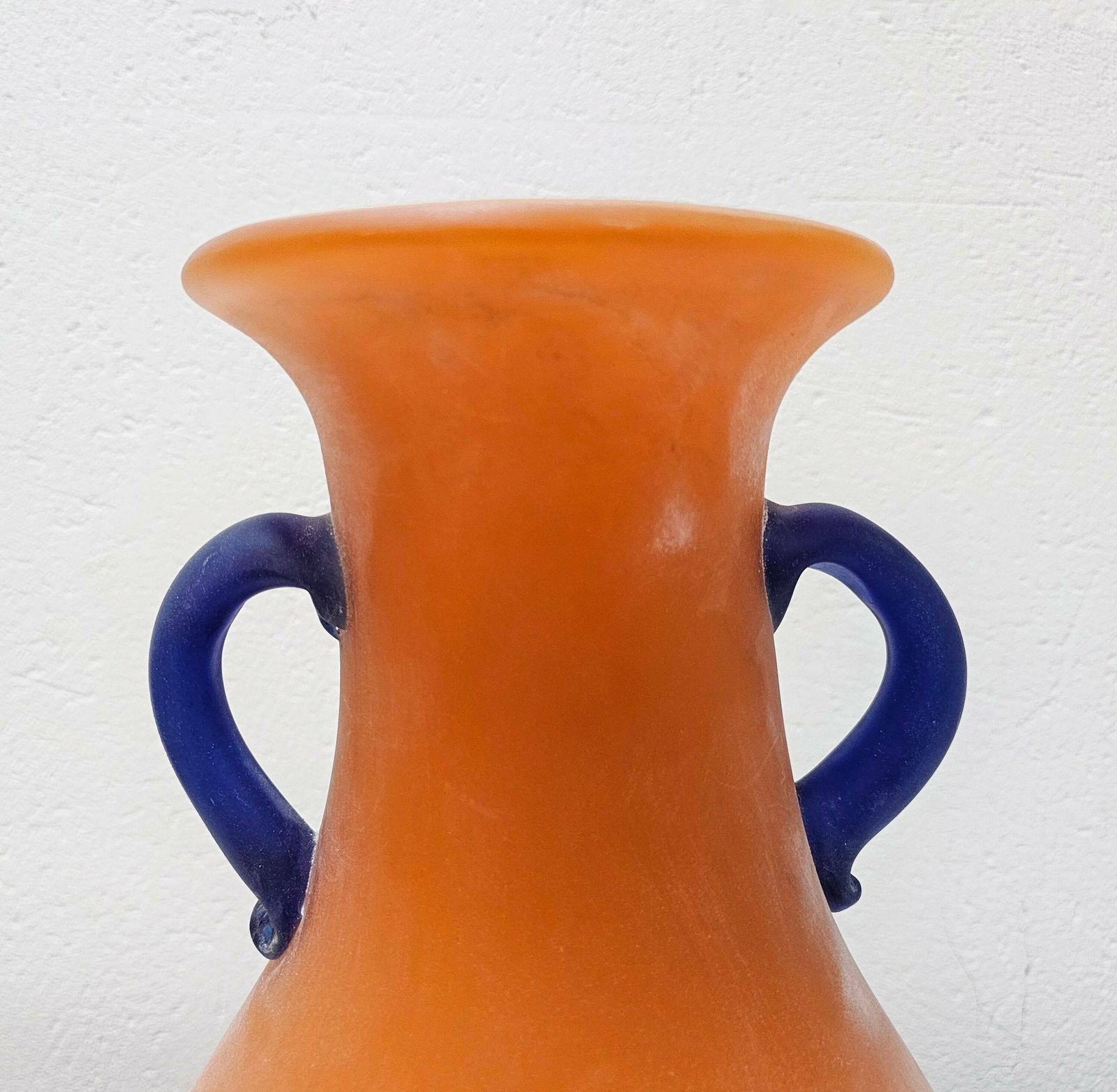 Large Murano Glass Scavo Vase Done In Bright Orange Glass Designed By Carlo Moretti // Stunning Murano Glass Vase // Made In Italy In 1970s photo for sale