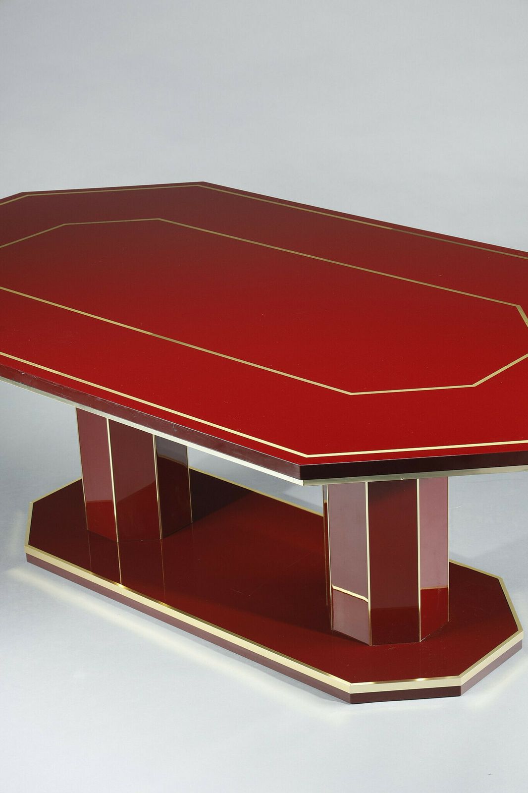 Dining Table In Lacquered Wood And Gilded Brass Designed By Paco Rabanne photo vinterior