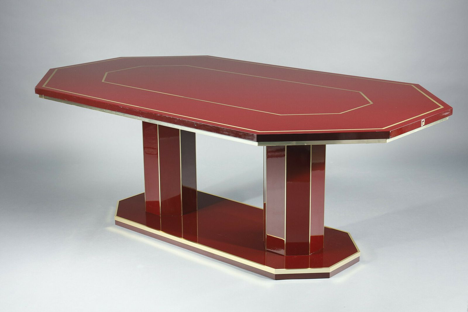 Dining Table In Lacquered Wood And Gilded Brass Designed By Paco Rabanne photo buy