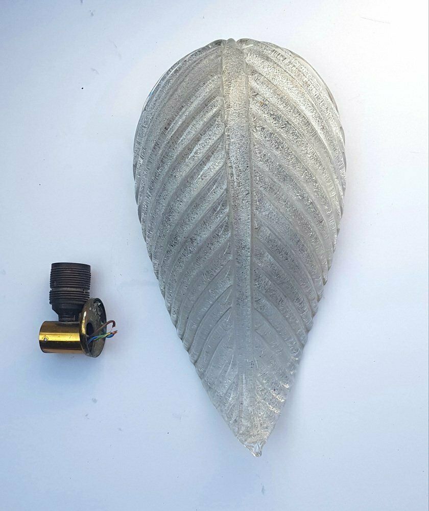 Mid Century Leaf Shaped Murano Glass Wall Lamp By Barovier & Toso, 1950s photo furniture