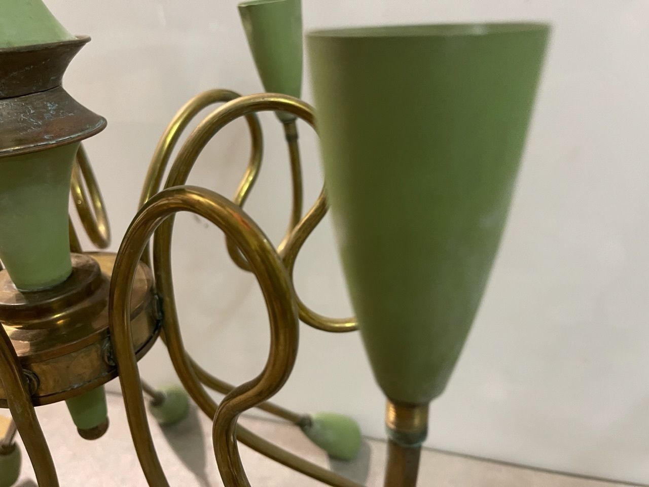 Italian Stilnovo Bronze Chandelier 1950’s photo 1200.0