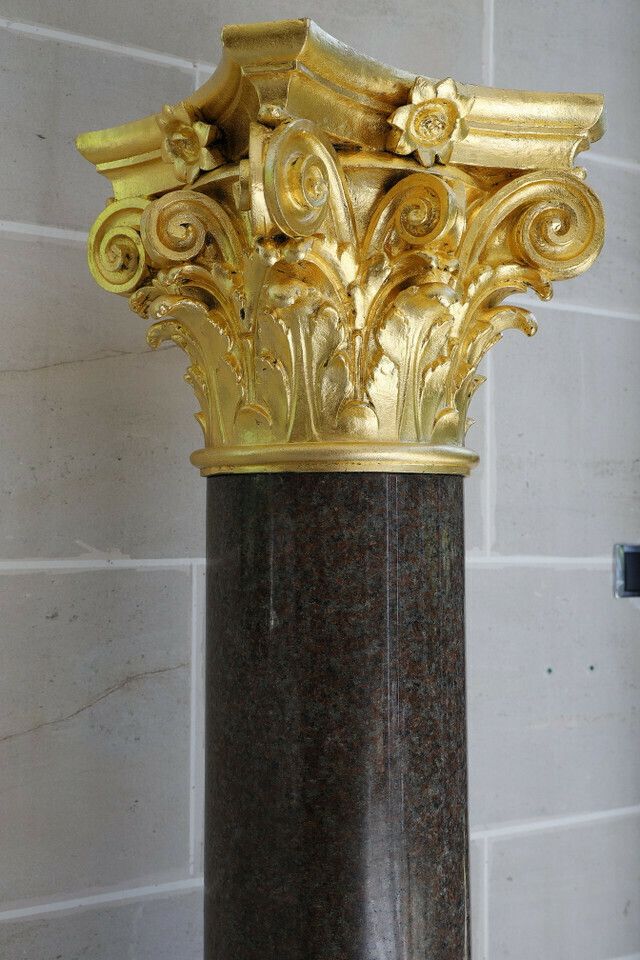 Large Neoclassical Granite And Gilt Bronze Column, 20th Century. photo 7217.0