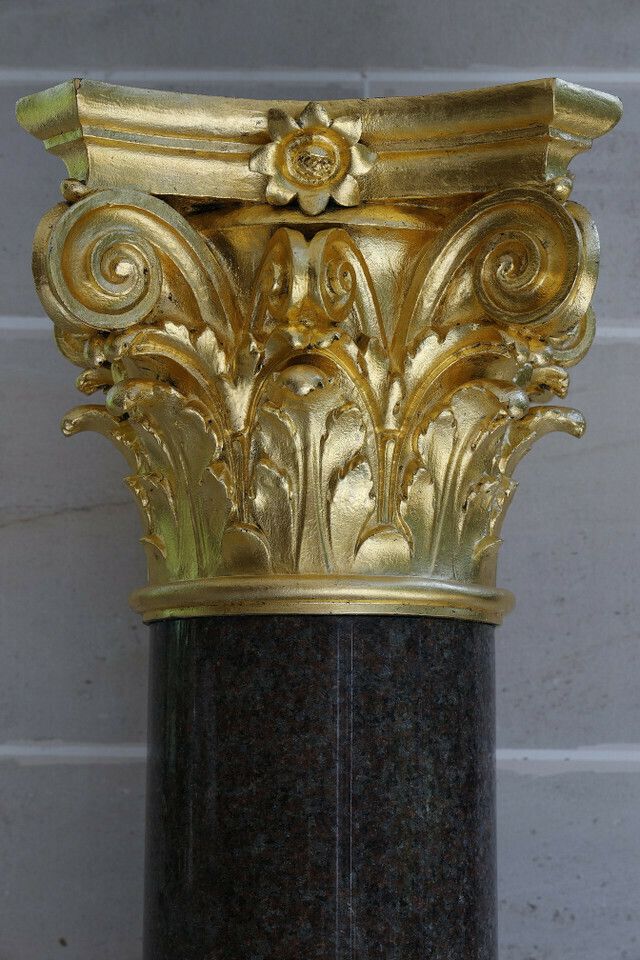 Large Neoclassical Granite And Gilt Bronze Column, 20th Century. photo buy
