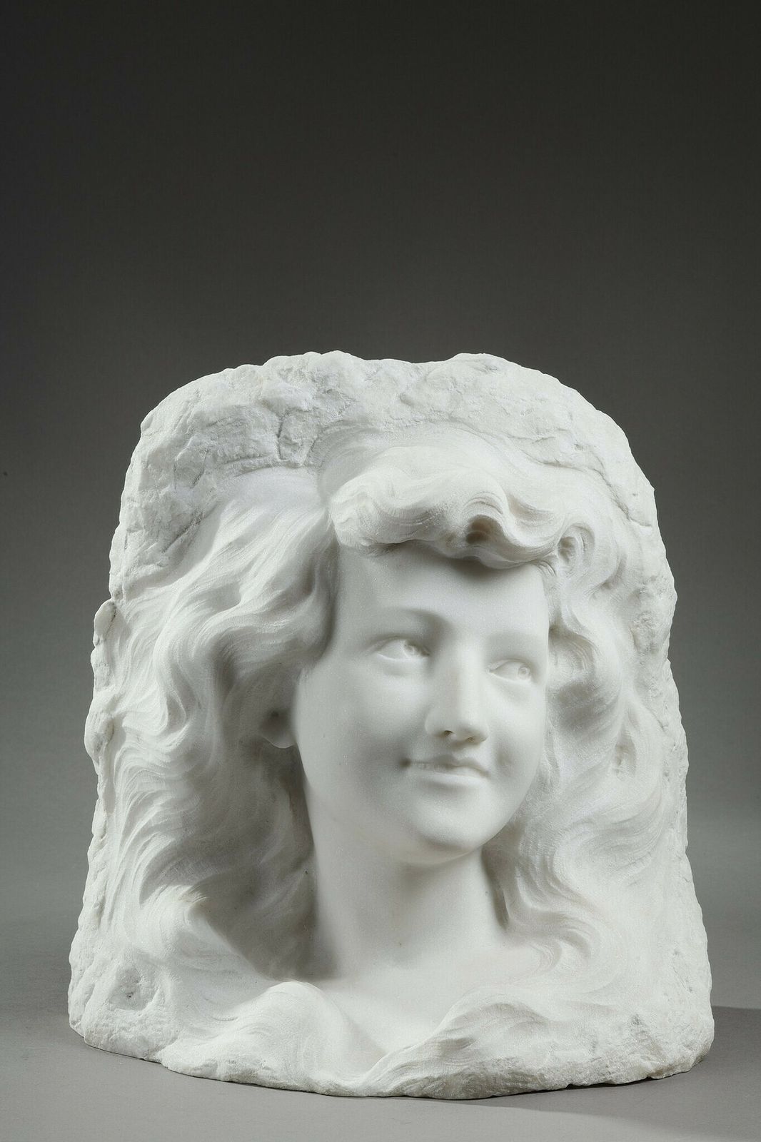 Bust Of A Young Woman In Carrara Marble, 19th Century
