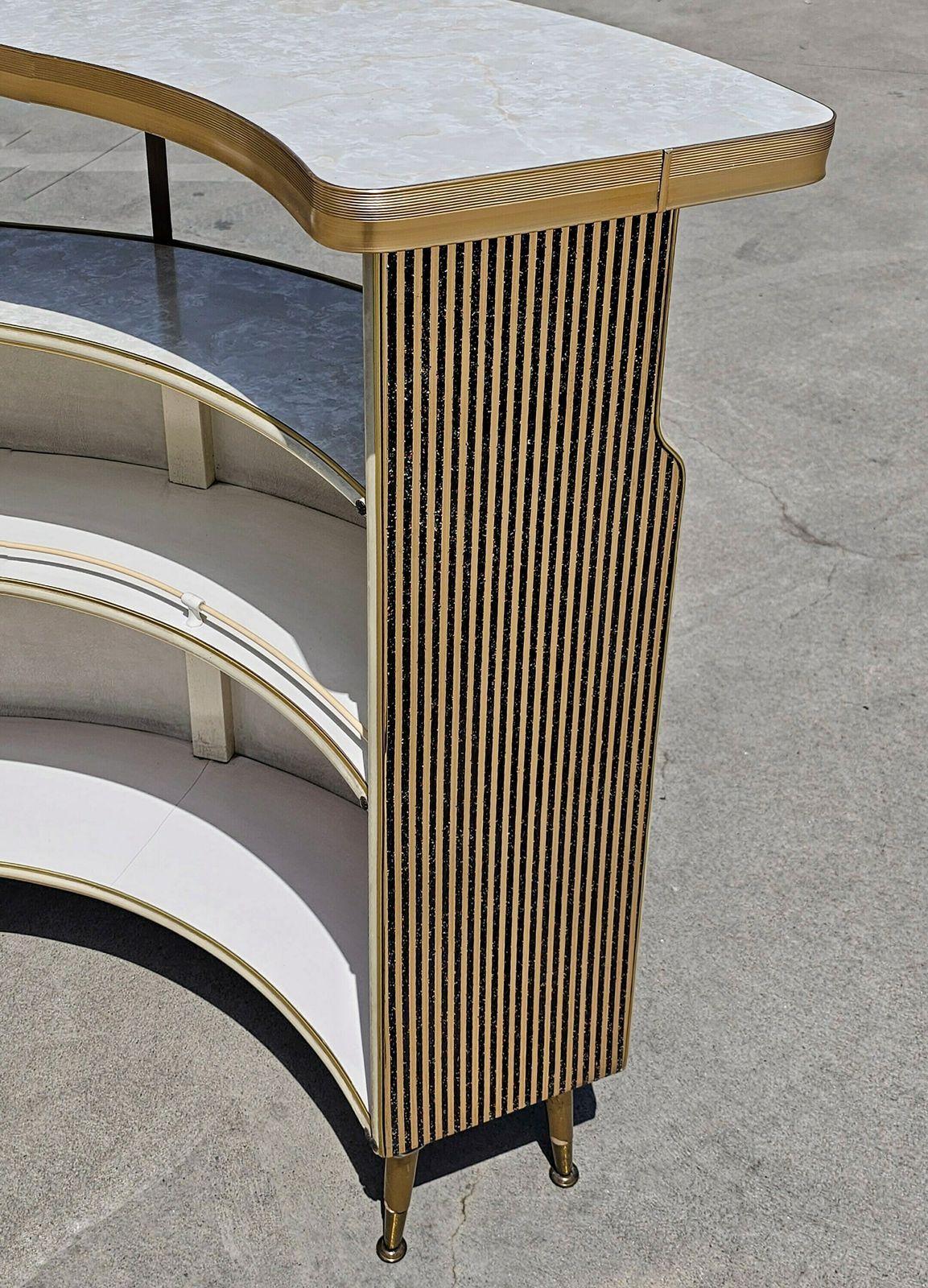 photo for sale Extremely Rare Mid Century Modern Home Cocktail Bar With Bar Stools And Shelved Mirror // Made In The United Kingdom In 1950s
