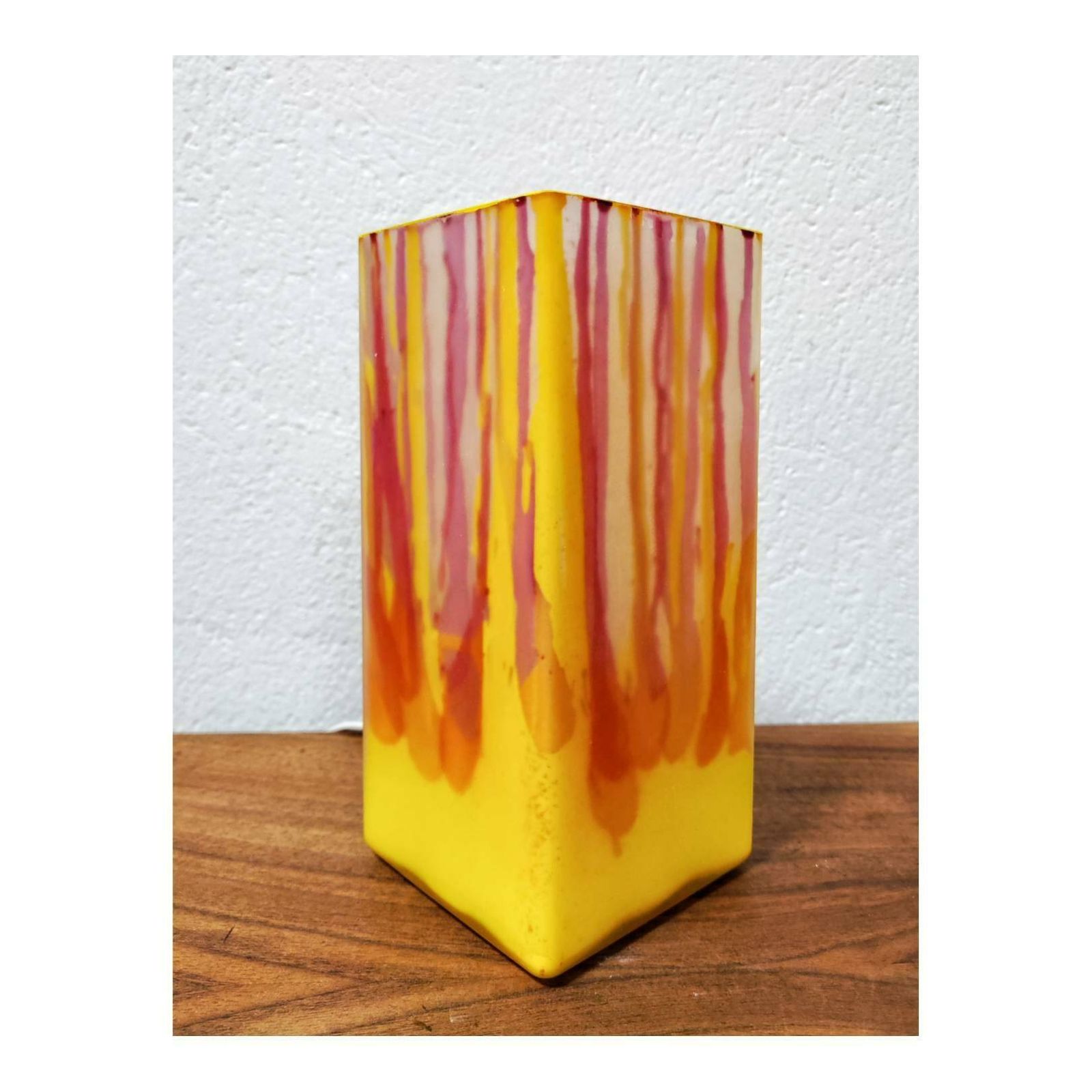 Pair Of Vintage Table Lamps In Colours Of Sunset // Painted Glass Table Lamps // Vibrant Accent Lamps // Made In Italy In 1990s photo Lighting