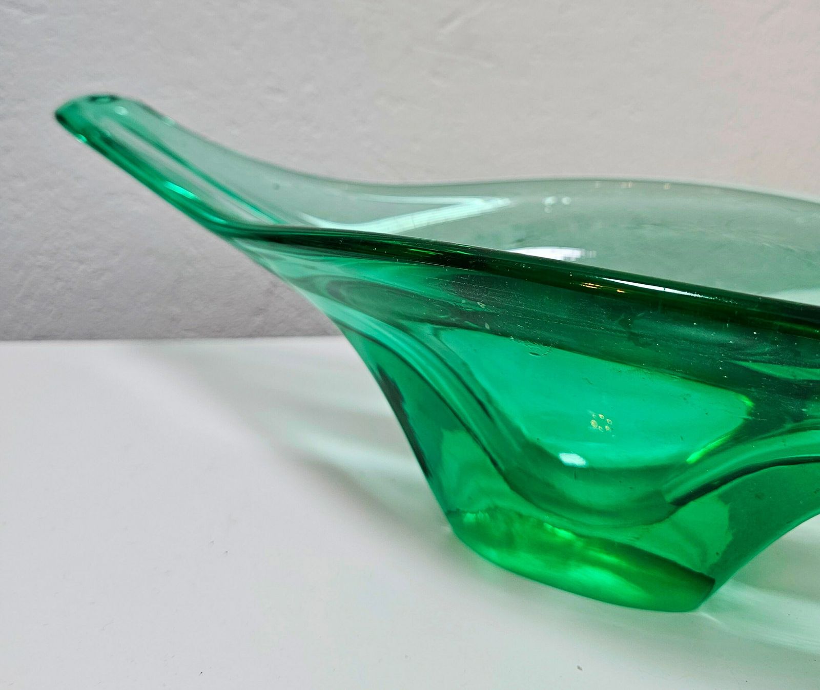 Gorgeous And Rare Xxl Green Murano Glass Bowl // Mid Century Modern Murano Vase Bowl // Handmade In Italy In 1960s photo vinterior