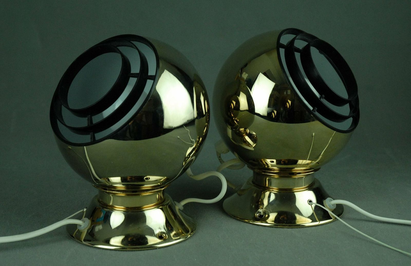 24 Carot Gold Plated Magnetic Eyeball Wall Lamps From Abo Rangers, Denmark, Set Of 2 photo 495.0