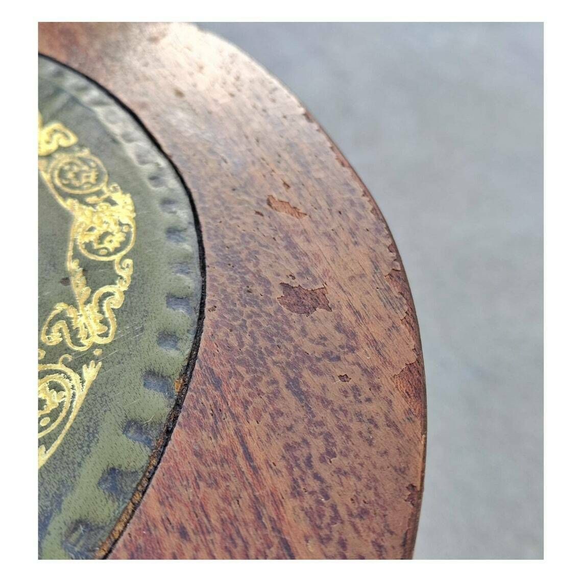 Vintage Collapsible Side Table In Georgian Style // Mahogany And Leather Side Table // Made In Italy In 1950s photo furniture
