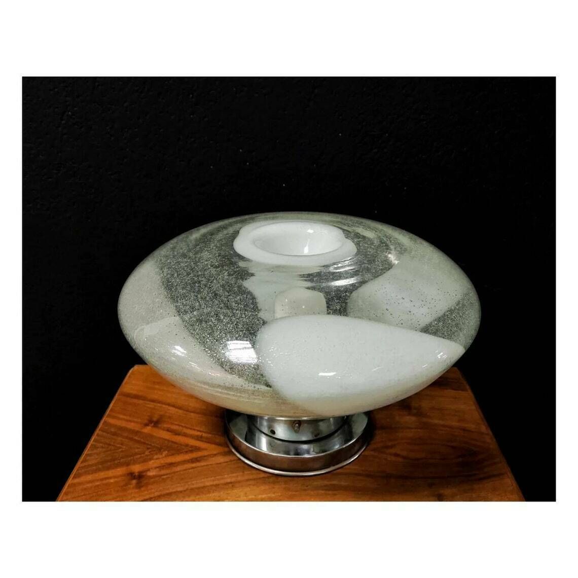 Extremely Rare Murano Glass Table Lamp By Carlo Nason // Bubvle Glass Table Lamp // Made In Italy In 1970s photo for sale