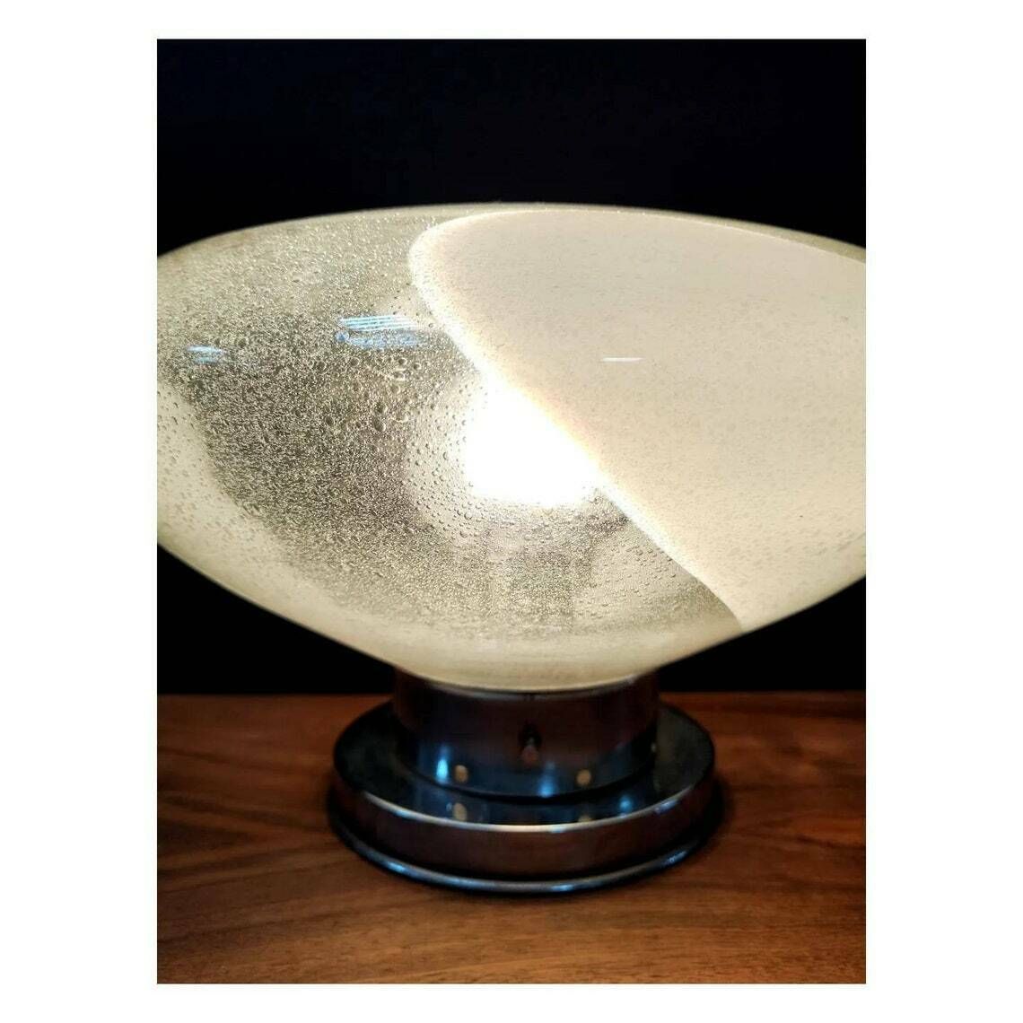 Extremely Rare Murano Glass Table Lamp By Carlo Nason // Bubvle Glass Table Lamp // Made In Italy In 1970s photo 684.0