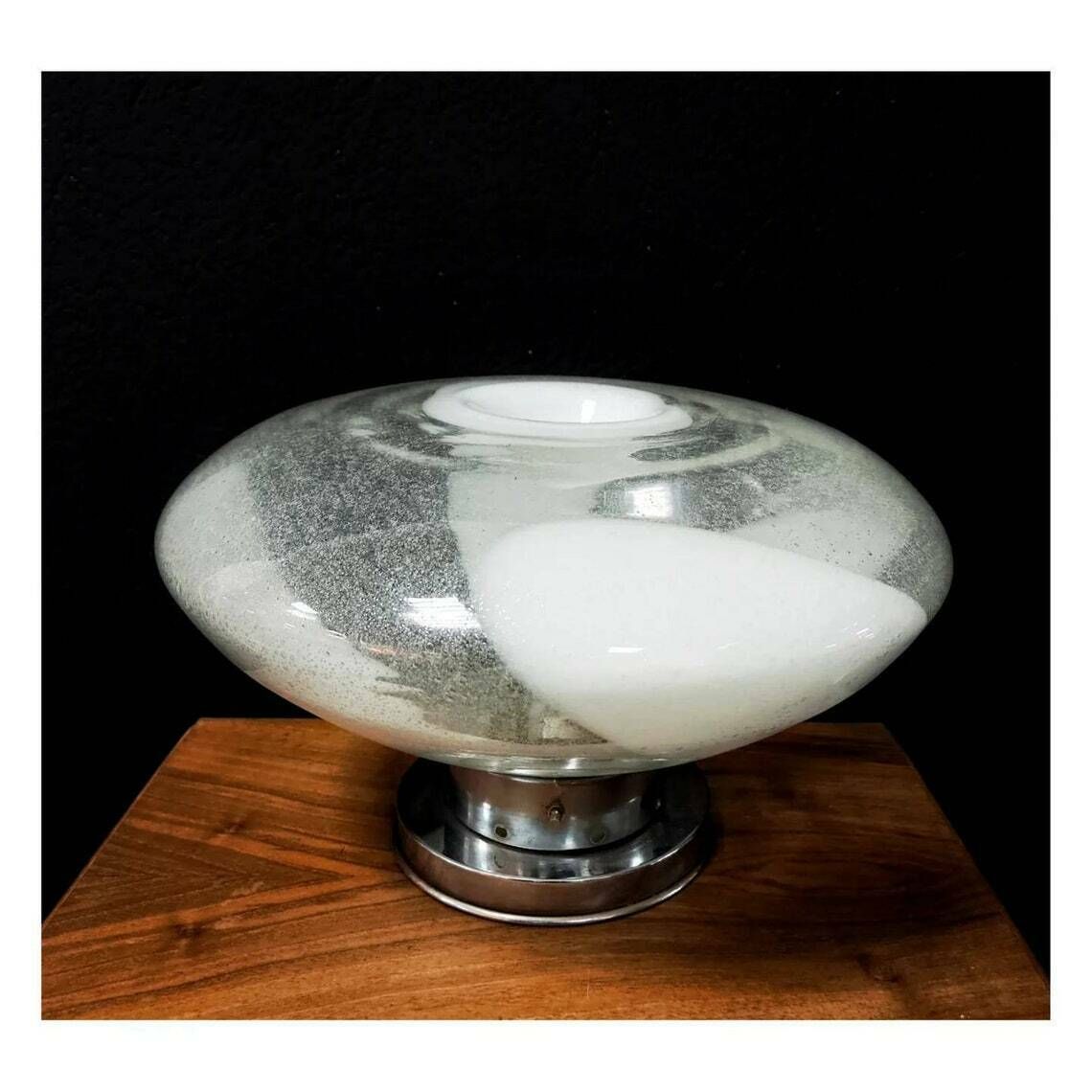Extremely Rare Murano Glass Table Lamp By Carlo Nason // Bubvle Glass Table Lamp // Made In Italy In 1970s photo vintage