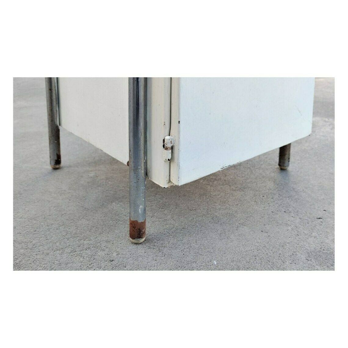 Very Rare Bauhuas Hospital Bedside Table // Bauhaus Medical Cabinet // Bauhaus Metal Nightstand // Made In Yugoslavia In 1930s photo for sale