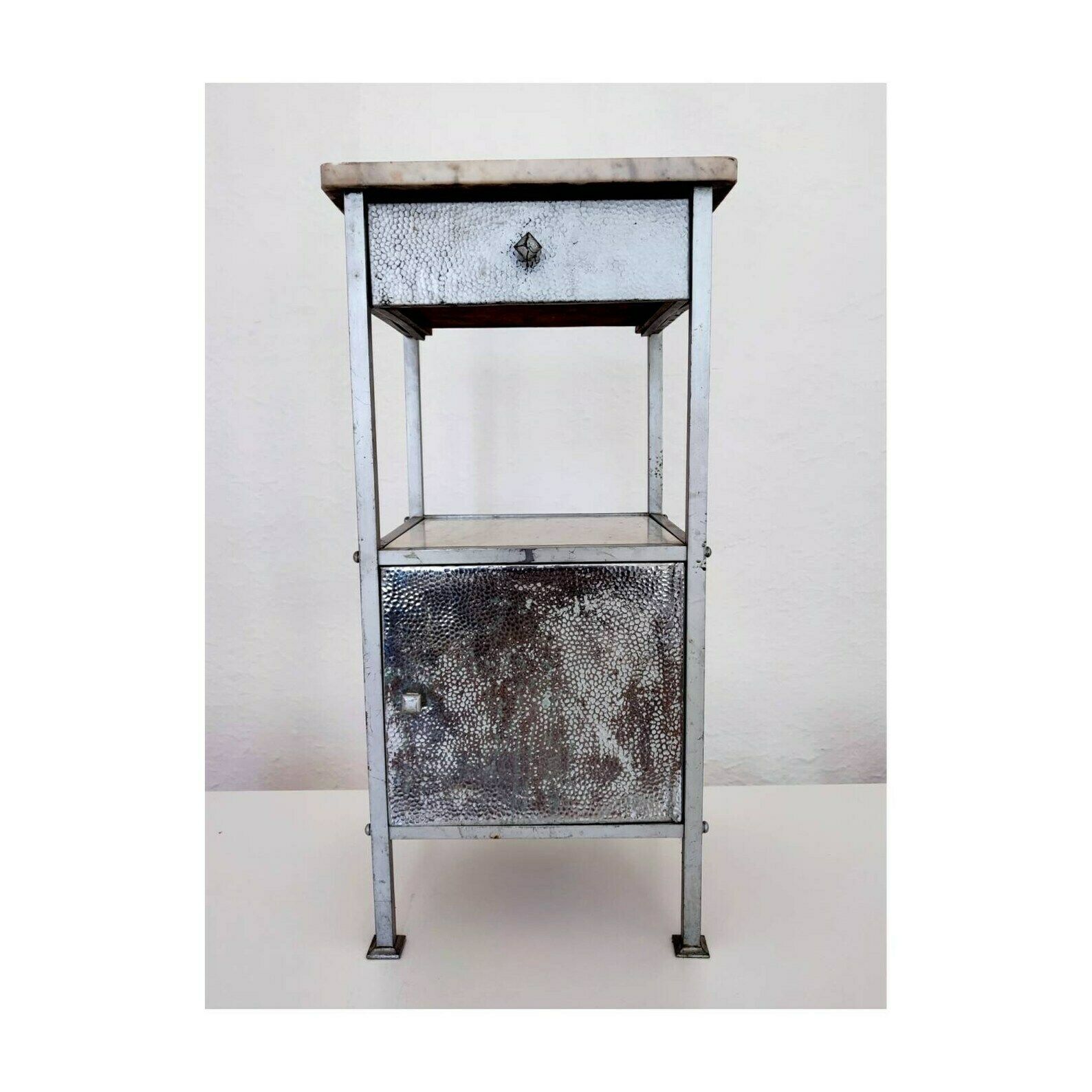Extremely Rare Bathroom Stand Done In Nickel Plated Brass // Vienna Secession Medicine Cabinet // Antique Bathroom Stand // Made In Austria photo 1800.0