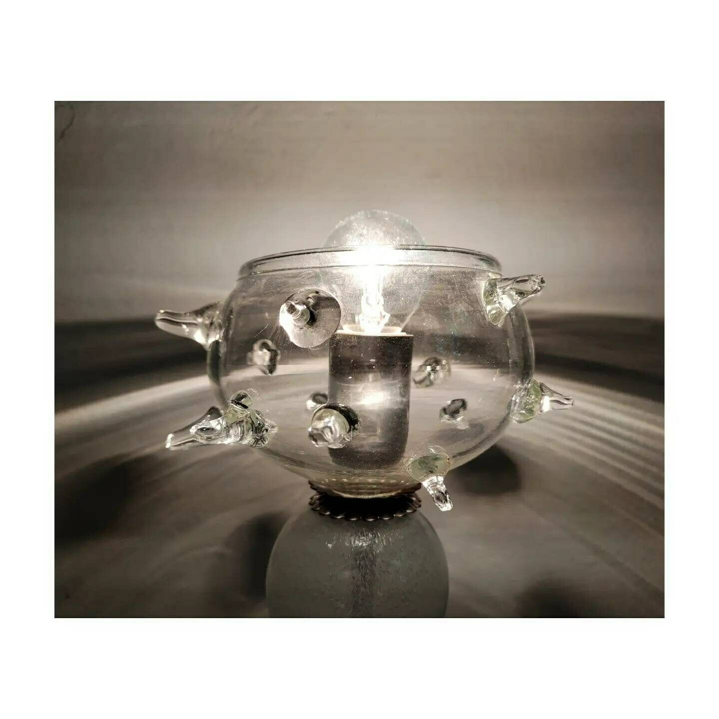 Rare Mid Century Modern Murano Glass Lamp // Handmade Accent Glass Lamp // Spiky Glass Lamp // Made In Italy In 1970s photo 225.0