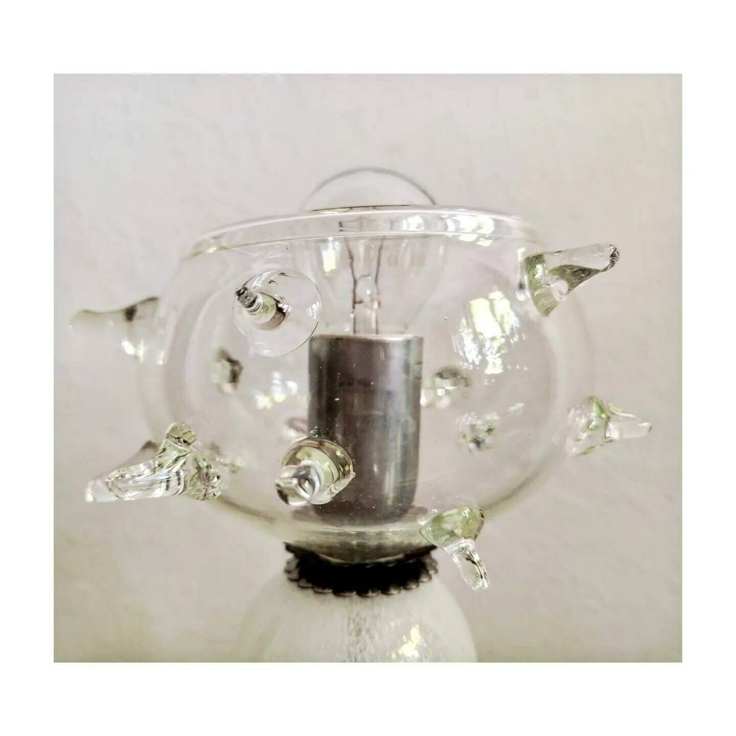 Rare Mid Century Modern Murano Glass Lamp // Handmade Accent Glass Lamp // Spiky Glass Lamp // Made In Italy In 1970s photo vinterior