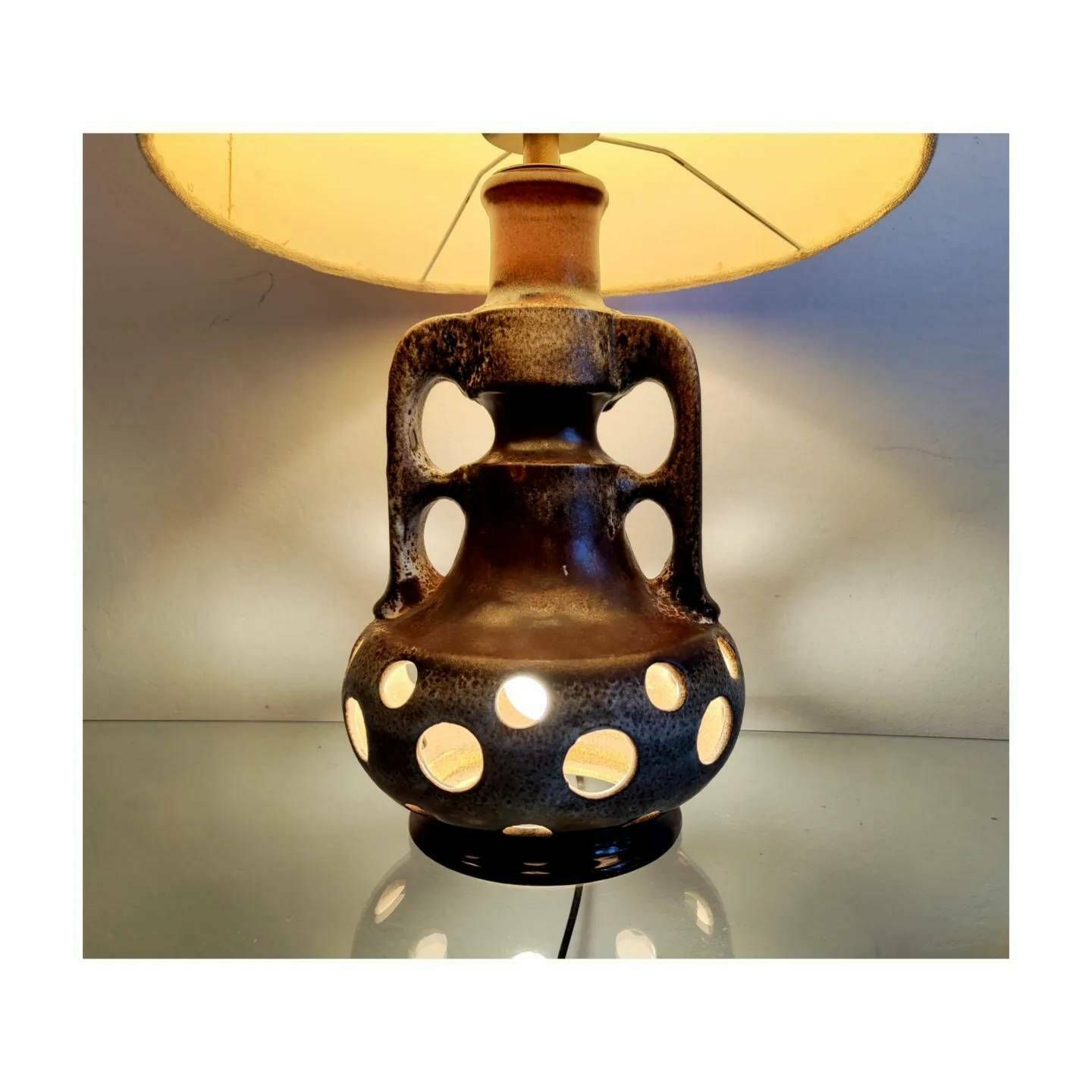 Two Mid Century Modern Fat Lava Table Lamps By Walter Gerhards // 70s Ceramics Table Lamp // Made In West Germany In 1970s photo buy