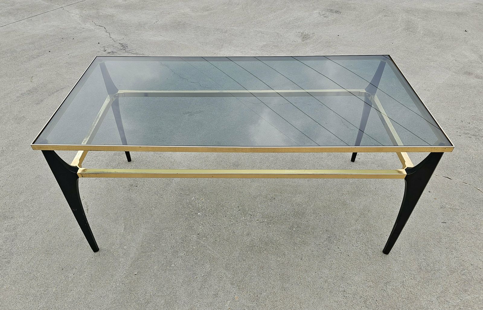 Stilnovo Coffee Table In Gold Plated Steel And Smoked Glass // Made In Italy In 1950s photo 1200.0